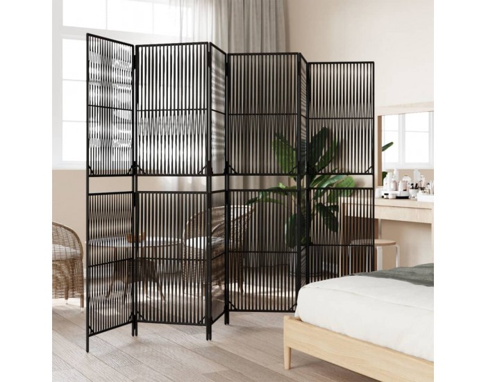 Sonata H Параван за стая, 6 панела, черен, полиратан