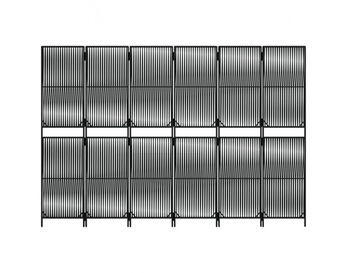 Sonata H Параван за стая, 6 панела, черен, полиратан