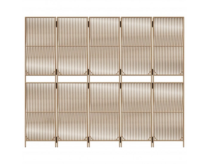 Sonata H Параван за стая, 5 панела, бежов, полиратан