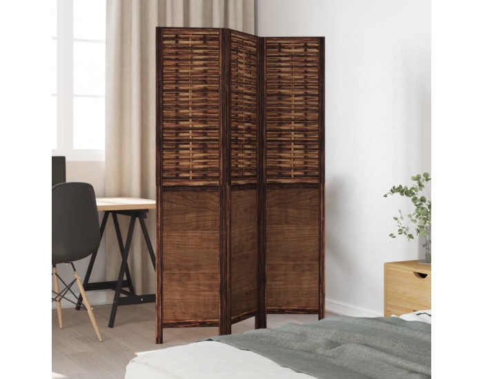 Sonata H Разделител за стая, 3 панела, тъмнокафяв, дърво пауловния масив