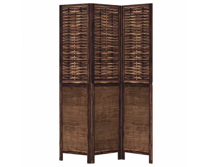 Sonata H Разделител за стая, 3 панела, тъмнокафяв, дърво пауловния масив