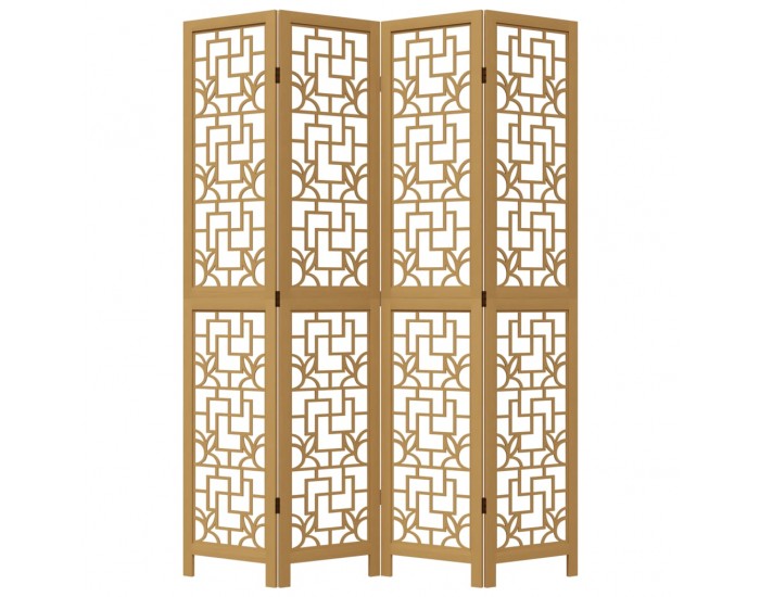 Sonata H Разделител за стая, 4 панела, кафяв, дърво пауловния масив