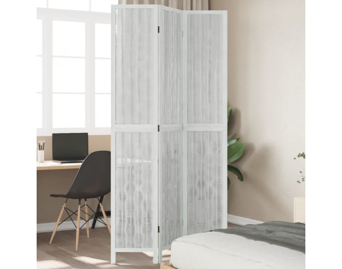 Sonata H Разделител за стая, 3 панела, бял, дърво пауловния масив