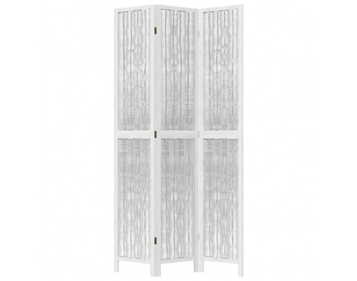 Sonata H Разделител за стая, 3 панела, бял, дърво пауловния масив