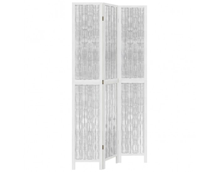 Sonata H Разделител за стая, 3 панела, бял, дърво пауловния масив