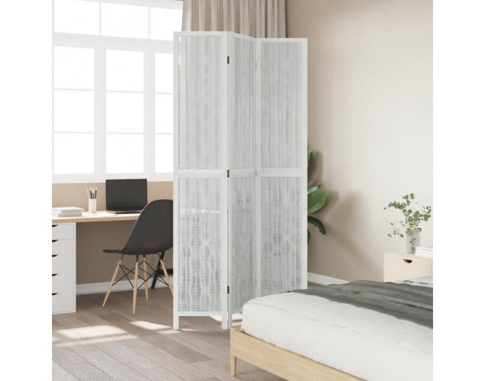 Sonata H Разделител за стая, 3 панела, бял, дърво пауловния масив