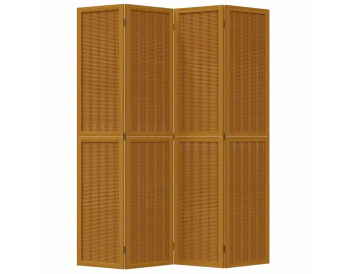 Sonata H Разделител за стая, 4 панела, кафяв, дърво пауловния масив