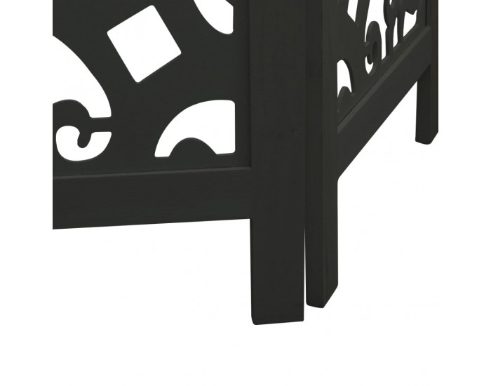 Sonata H Разделител за стая, 6 панела, черен, дърво пауловния масив