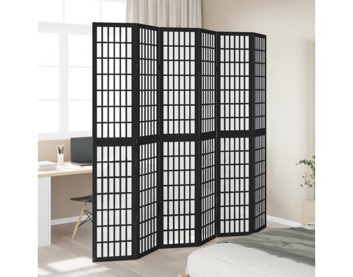 Sonata H Разделител за стая, 6 панела, черен, дърво пауловния масив