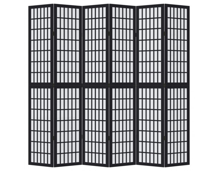 Sonata H Разделител за стая, 6 панела, черен, дърво пауловния масив