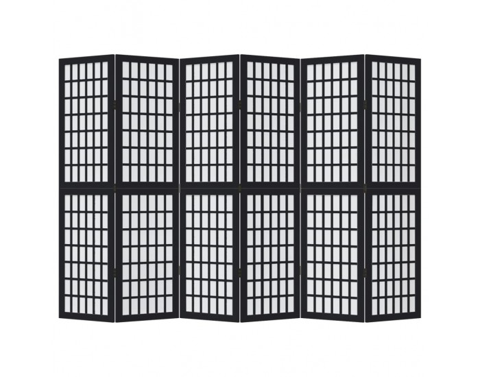 Sonata H Разделител за стая, 6 панела, черен, дърво пауловния масив