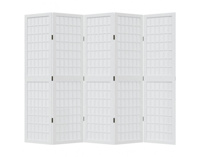 Sonata H Разделител за стая, 5 панела, бял, дърво пауловния масив