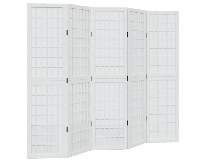 Sonata H Разделител за стая, 5 панела, бял, дърво пауловния масив