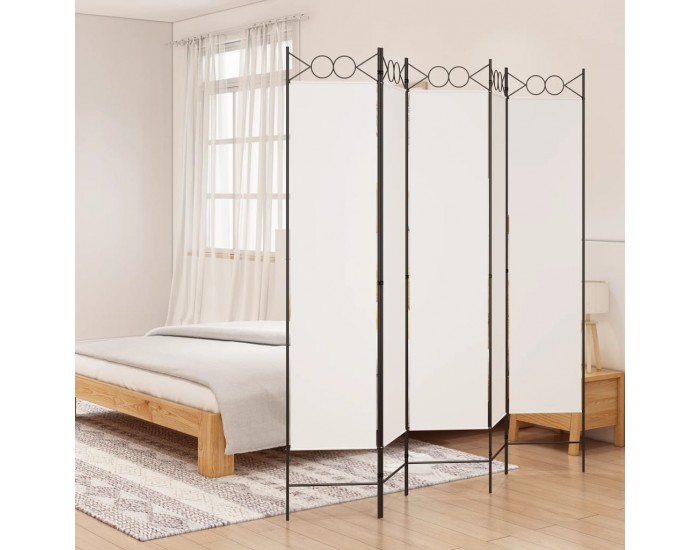 Sonata H Параван за стая, 5 панела, бял, 200x200 см, текстил