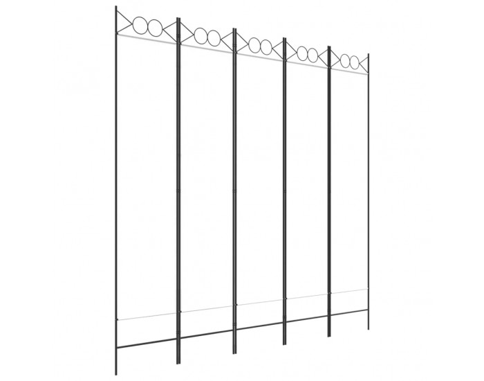 Sonata H Параван за стая, 5 панела, бял, 200x200 см, текстил