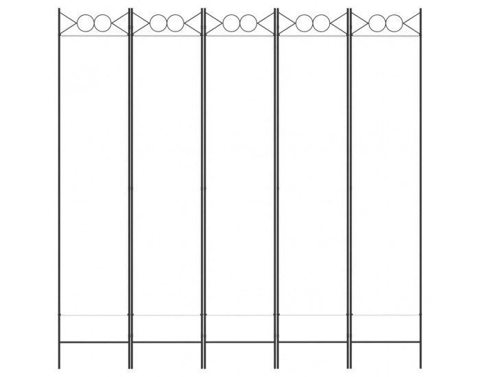 Sonata H Параван за стая, 5 панела, бял, 200x200 см, текстил