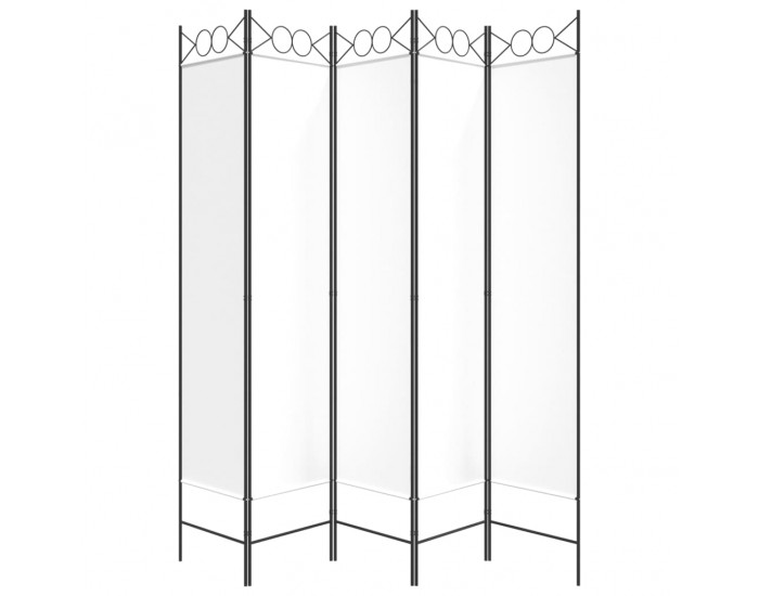 Sonata H Параван за стая, 5 панела, бял, 200x200 см, текстил