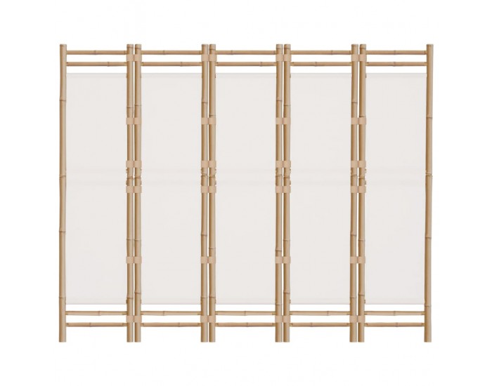 Sonata H Сгъваема 5-панелна преграда за стая 200 см бамбук и платно