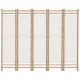 Sonata H Сгъваема 5-панелна преграда за стая 200 см бамбук и платно