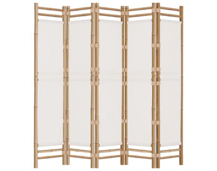 Sonata H Сгъваема 5-панелна преграда за стая 200 см бамбук и платно