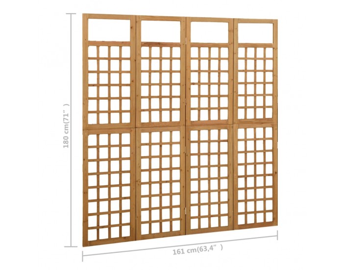 Sonata H Параван за стая, 4 панела, масивна ела, 161x180 см