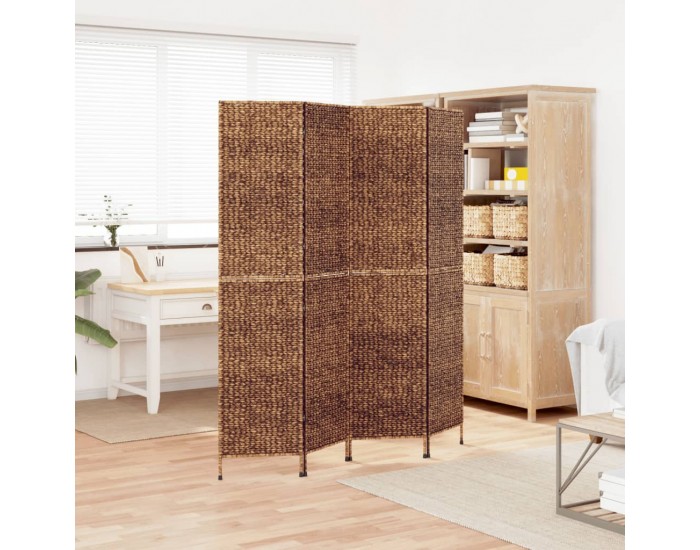 Sonata H Разделител за стая, 4 панела, кафяв, 163x180 см, воден хиацинт