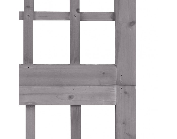 Sonata H Параван за стая, 4 панела, сив, масивна ела, 161x180 см