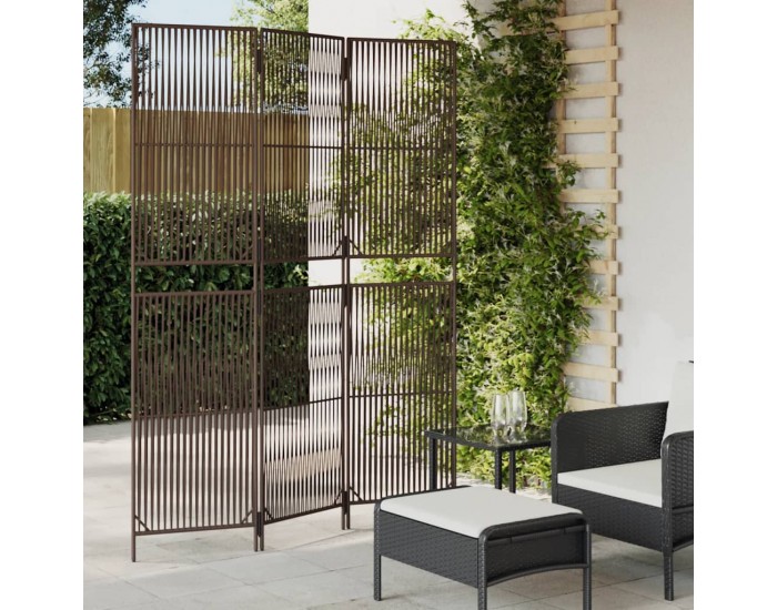 Sonata H Параван за стая, 3 панела, кафяв, полиратан