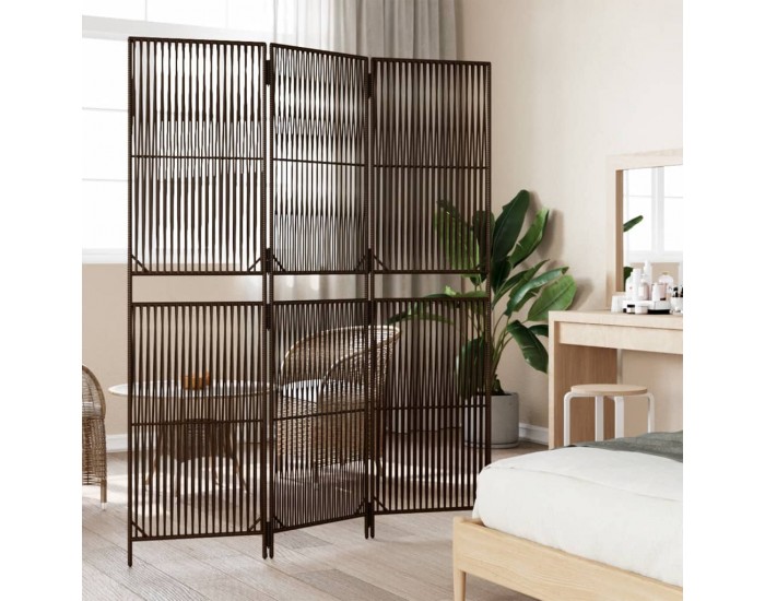 Sonata H Параван за стая, 3 панела, кафяв, полиратан