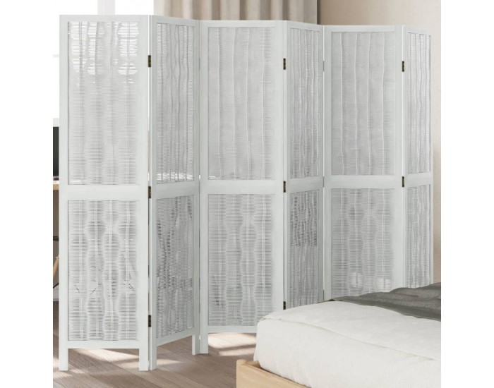 Sonata H Разделител за стая, 6 панела, бял, дърво пауловния масив