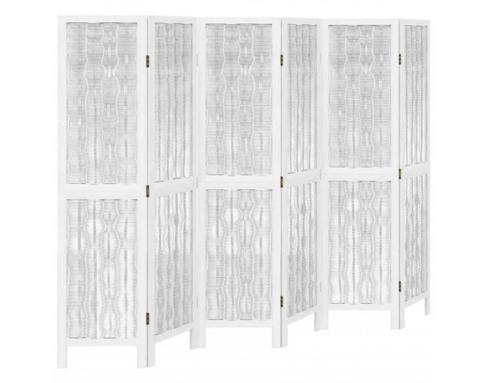 Sonata H Разделител за стая, 6 панела, бял, дърво пауловния масив