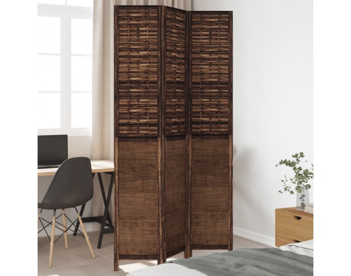 Sonata H Разделител за стая, 3 панела, тъмнокафяв, дърво пауловния масив