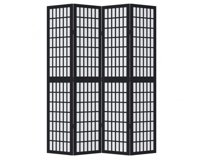 Sonata H Разделител за стая, 4 панела, черен, дърво пауловния масив