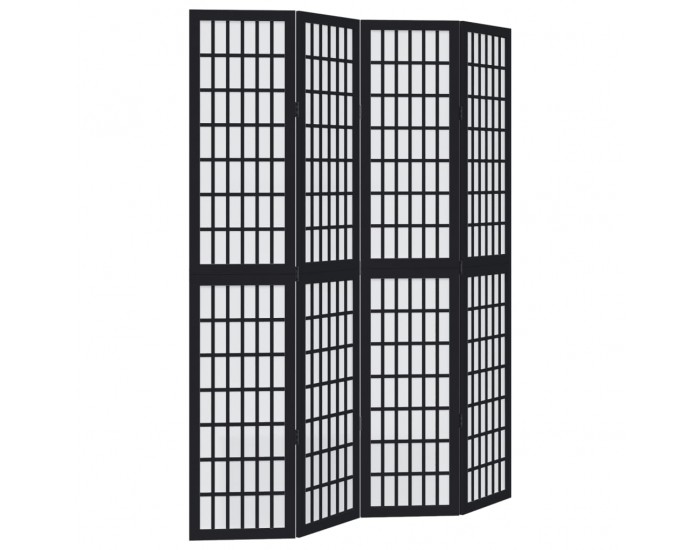 Sonata H Разделител за стая, 4 панела, черен, дърво пауловния масив