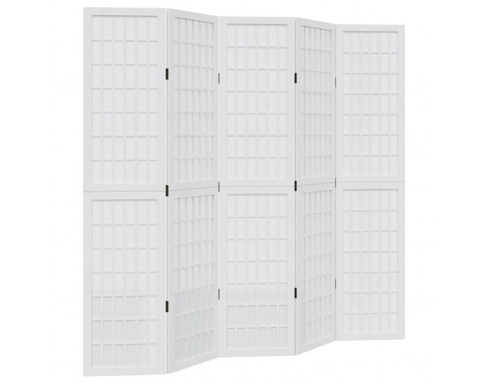 Sonata H Разделител за стая, 5 панела, бял, дърво пауловния масив