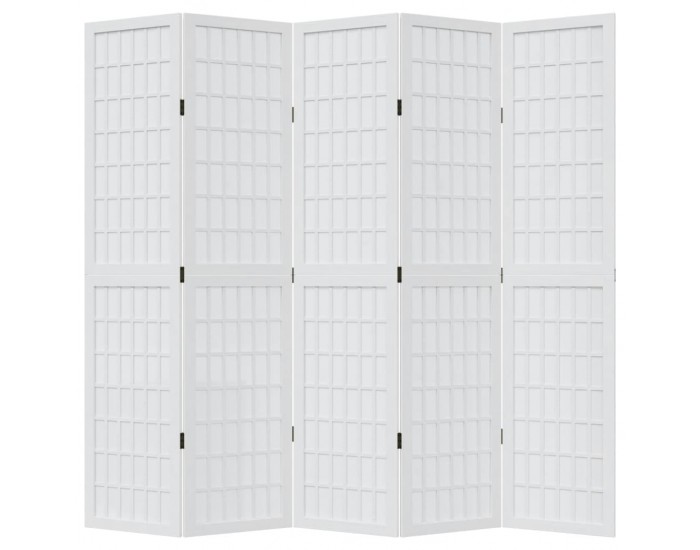 Sonata H Разделител за стая, 5 панела, бял, дърво пауловния масив