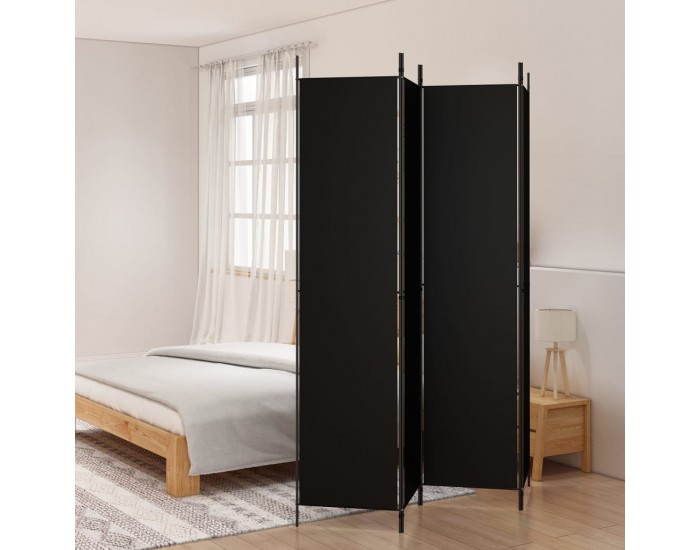 Sonata H Параван за стая, 4 панела, черен, 200x220 cм, плат