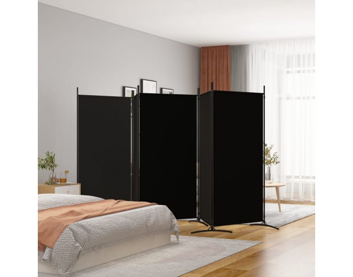 Sonata H Параван за стая, 5 панела, черен, 433x180 см, плат