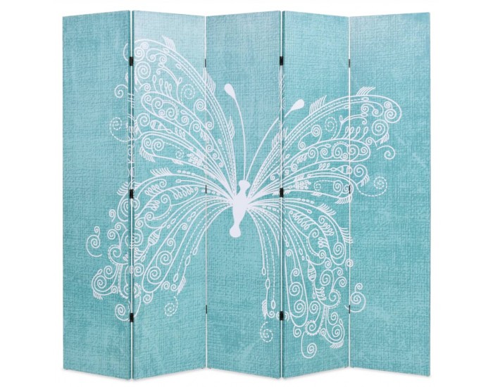 Sonata H Сгъваем параван за стая, 200x170 см, пеперуда, син