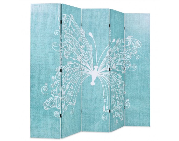 Sonata H Сгъваем параван за стая, 200x170 см, пеперуда, син