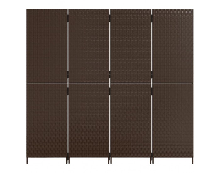 Sonata H Параван за стая, 4 панела, кафяв, полиратан
