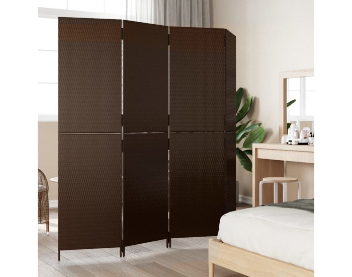 Sonata H Параван за стая, 4 панела, кафяв, полиратан