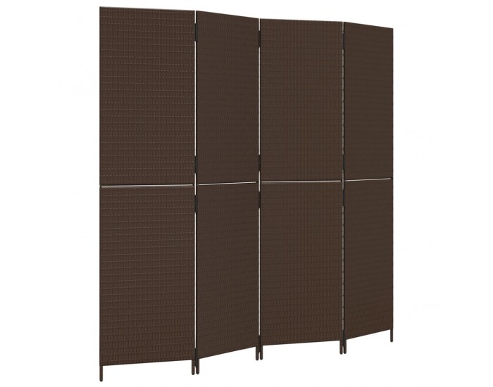 Sonata H Параван за стая, 4 панела, кафяв, полиратан