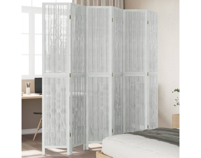 Sonata H Разделител за стая, 6 панела, бял, дърво пауловния масив