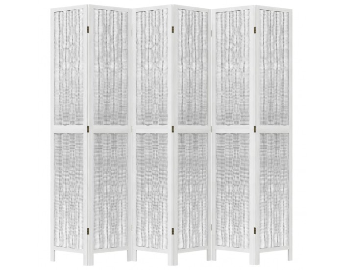 Sonata H Разделител за стая, 6 панела, бял, дърво пауловния масив