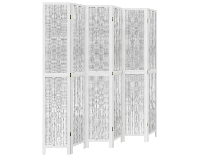 Sonata H Разделител за стая, 6 панела, бял, дърво пауловния масив