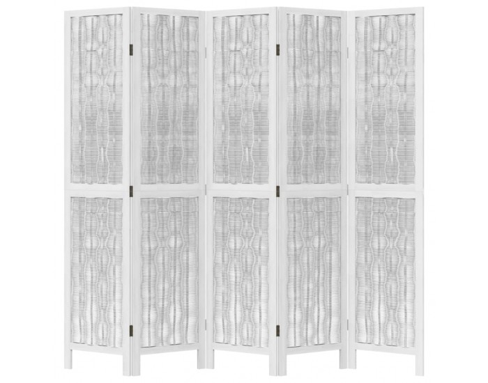 Sonata H Разделител за стая, 5 панела, бял, дърво пауловния масив
