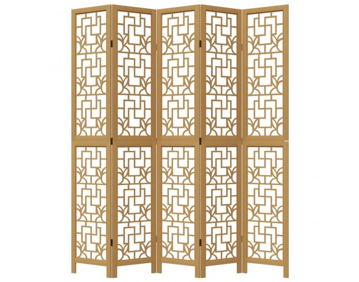 Sonata H Разделител за стая, 5 панела, кафяв, дърво пауловния масив