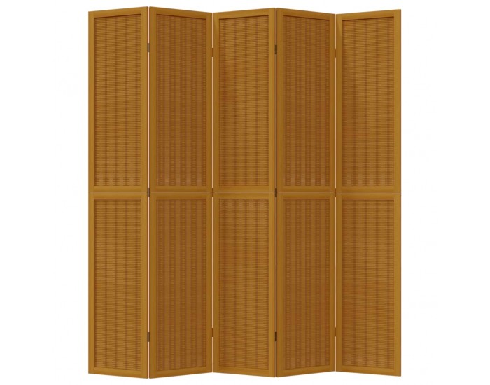 Sonata H Разделител за стая, 5 панела, кафяв, дърво пауловния масив
