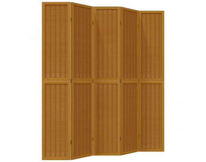 Sonata H Разделител за стая, 5 панела, кафяв, дърво пауловния масив